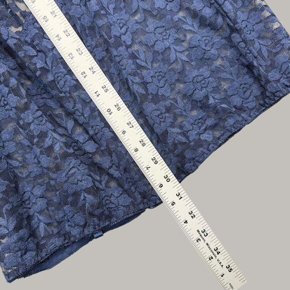 Womens Blue Sheer Lace Halter Lingerie Babydoll Mini Sz XL Open Back Nightwear - Picture 6 of 7